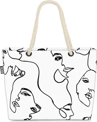 Produktbild von VOID Face Art Gesichter Kunst Strandtasche Shopper 58x38x16cm 23L XXL Einkaufstasche Tasche Reisetasche Beach Bag