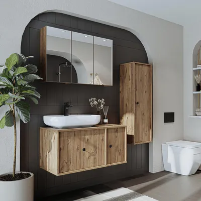 Produktbild von Roomart GUSTO-I-90 Badmöbel-Set 4-teilig 90 cm breit, Eiche