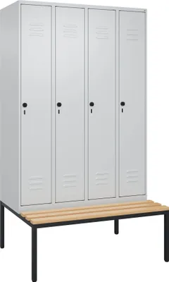 Produktbild von C+P Garderobenschrank "Classic Plus", Abteilbreite 30 cm, mit Sitzbank, Lichtgrau (RAL 7035), 212x120x50 cm/ 4 Fächer