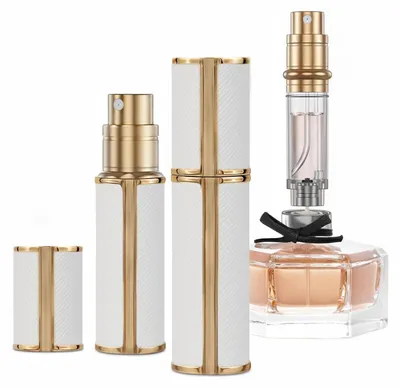 Obrázok produktu pre Naplniteľný rozprašovač na parfum, 5 ml, biela a zlatá farba, určený na cestovanie