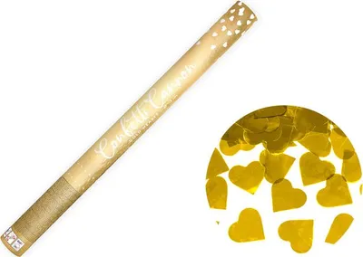 Zdjęcie produktu dla PartyDeco TUKHR60-019ME, Armatka konfetti, Złoto, 1 kol., Serce, 600 mm, 1 szt.