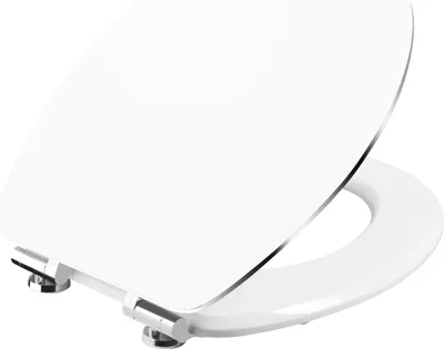 Produktbild von WC-Sitz Holzkern Absenkautomatik Schnellbefestigung Matt Schwarz Weiß WHITE STEEL
