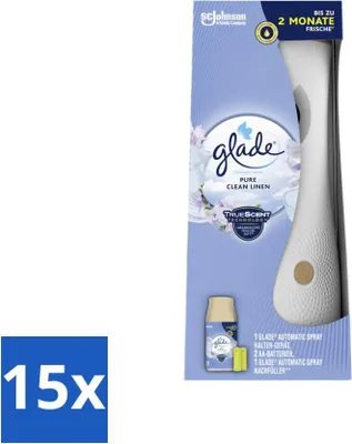 Productafbeelding van Glade - Startpakket Automatische Spray - Pure Clean Linen - 269 ml - Voordeelverpakking - 15 stuks