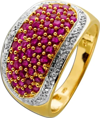 Produktbild von Rubinring Gold 585 14K rote Edelsteine 3.9ct Brillanten 0.03ct 19