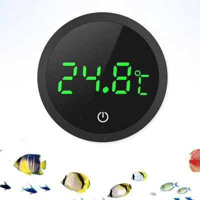 Produktbild von Mini Aquarium Thermometer digital – Selbstklebend, 0-60°C, LED-Touch | Für Süß- & Meerwasser, hohe Präzision