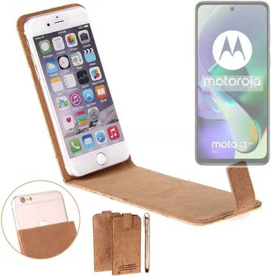 Produktbild von K-S-Trade Handyhülle kompatibel mit Motorola Moto G54 5G Kork Hülle Flipstyle Case Schutzhülle Kork Case Hülle Flip cover Klapphülle Klapp, braun