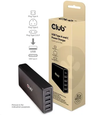 Obrázek produktu pro Club3D Nabíječka USB Typ A a C, 5 portů, 111 W