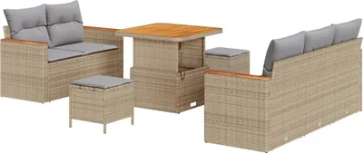Produktbild von "2026"Cloris Garten-Sofa-Set mit Kissen mit Speicher Beige Poly Rattan - Gartensofas eleganten610990