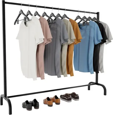 Produktbild von Garderobenständer aus Metall - Garderobenständer - 100 kg Lagerkapazität, Industriedesign | Farbe: Schwarz | Größe: 150x38x120 cm