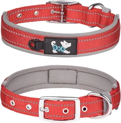 Image de Collier réfléchissant en néoprène souple pour chiens - XL rouge