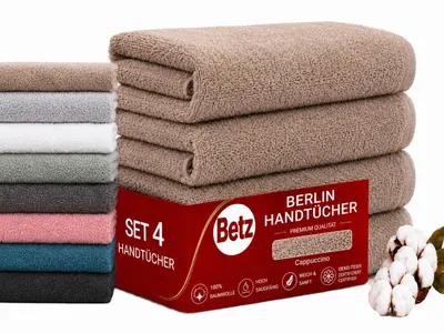 Produktbild von Betz BERLIN 4er Pack Handtücher Set Handtuch Größe 50x100 cm 100% Baumwolle Farbe - cappuccino - BERLIN