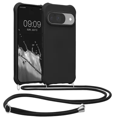 Produktbild von kwmobile Necklace Case kompatibel mit Google Pixel 10 / Pixel 10 Pro Hülle - Cover mit Kordel zum Umhängen - Silikon Schutzhülle Schwarz