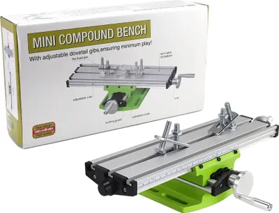 Produktbild von Mini-Präzisionsfräsmaschine Arbeitstisch, X-Achsen-Verfahrweg 200 mm, Y-Achsen-Verfahrweg 50 mm, verstellbare Schwalbenschwanzschlitze