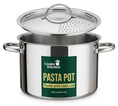 Productafbeelding van Roestvrijstalen pastapan met vergrendelingsdeksel, 5,5 liter