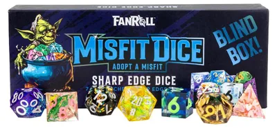 Zdjęcie produktu dla Zestaw kostek Misfit „Adopt a Misfit” – zestaw w tajemniczym pudełku, asortyment kostek Sharp Edge (12 szt.)