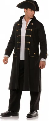 Produktbild von Schwarzer Piraten Mantel mit Piraten Hut für Halloween & Fasching Größe: One size