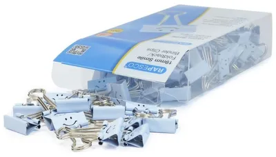 Obrázek produktu pro RAPESCO 1424 RAPESCO Foldback klip, (š)19 mm, světle modrá, smajlík, 80 ks.