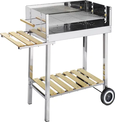 Produktbild von GLÜHZONE HKG 500 - Grill Edelstahl - XXL Grillwagen Holzkohle (groß, fahrbar, mit Holzablage) - für Garten & Balkon