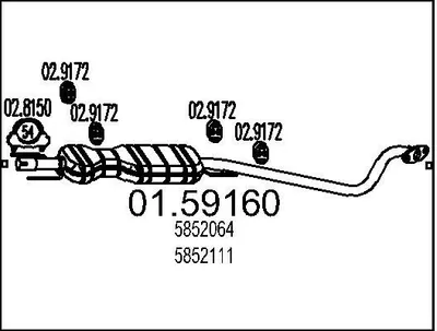 Produktbild von MTS 01.59160 Mittelschalldämpfer Schalldämpfer für OPEL Astra G CC (T98) Astra G Caravan (T98) ASTRA G Cabriolet (F67) Astra G Coupe (T98)