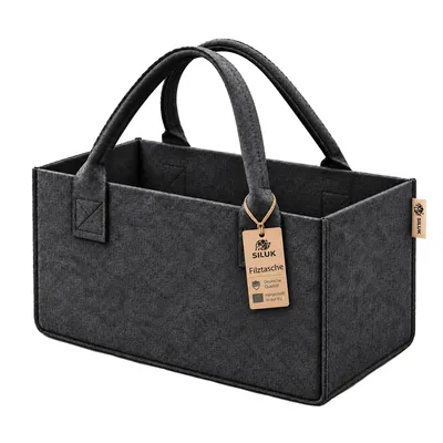 Produktbild von Filztasche Schwarz Einkaufstasche Kaminholztasche Kaminholzkorb Filz Zeitungsständer Zeitungskorb (1 Stk. Schwarz)