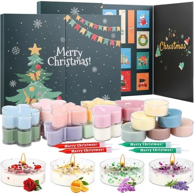 Image de Calendrier de l'Avent aux bougies parfumées, contenant 24 bougies chauffe-plat aux 24 parfums différents