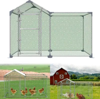 Produktbild von LARS360 2x1x1,4 m kurník s voľným výbehom so zámkom kurník s voľným výbehom s vodotesnou PE tkaninou a žiarovo pozinkovaným oceľovým kurníkom pre malé zvieratá