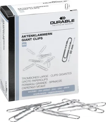 Produktbild von DURABLE Aktenklammern 50mm verzinkt, Pckg. à 100, 122625