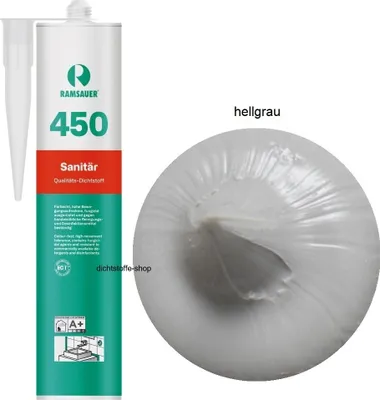 Produktbild von Ramsauer 450 Sanitär 1K Silikon Dichtstoff 310ml Kartusche hellgrau