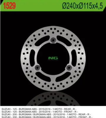 Productafbeelding van NG BRAKES remschijf rond, vast