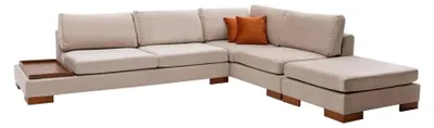 Produktbild von Beiges Stoffsofa Designer L-Form Couch Wohnzimmer Polster Stilvolle Couch