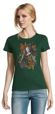 Produktbild von Damen Rabe Krähe Vogel Preiselbeere Pflanzen Wald Fun Motiv
