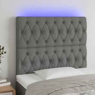 Produktbild von The Living Store LED Kopfteil Dunkelgrau 100x7x118/128 cm Stoff