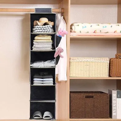 Produktbild von Famanu Aufbewahrungsschrank Faltbarer Organizer für Kleidung und Schuhe - Grau