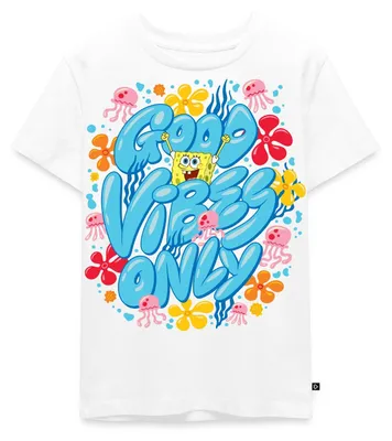Produktbild von Spreadshirt Spongebob Schwammkopf Good Vibes Only Kinder Premium T-Shirt, 122/128 (6 Jahre), Weiß