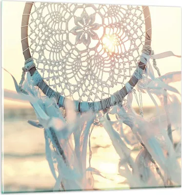 Produktbild von Bilder auf glas - Einteilig - Boho Ornament Anhänger - 70x70cm - Glasbilder - Wandbilder - Bilder - zum Aufhängen bereit - Wanddekoration aus Glas - Glas Bilder - Wandbild auf Glas - GAC70x70-4554