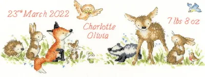 Obrázok produktu pre Súprava na výšivku "Vitajte v lese" od spoločnosti Bothy Threads, vzor na počítanie, kód xkg4, rozmer 38x14,5 cm