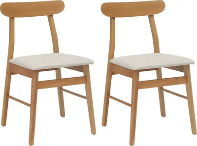 Immagine prodotto di vidaXL Sedia da pranzo, 2 pezzi. Legno massello di gomma, naturale e chiaro