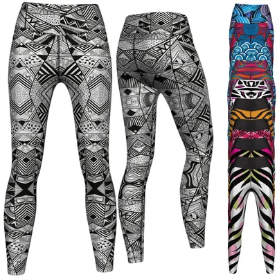 Produktbild von Leggings Sehr dehnbar Fitness Sport Yoga Gymnastik Training Tanzen Freizeit , Größe:36/S, Leggings Models:GYM-8013 Schwarz Weiß
