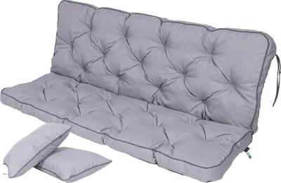 Produktbild von TexDeko® Bankauflage mit Rückenlehne für Hollywoodschaukel  wasserabweisend UV-beständig, 150x50x56cm, Hell-Grau