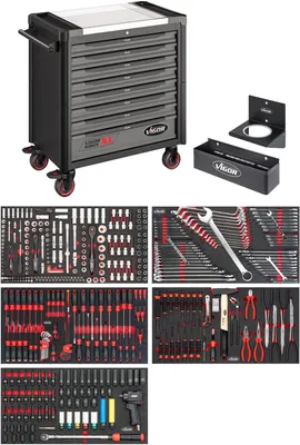 Produktbild von VIGOR Werkstattwagen Series XL Edelstahl-Arbeitsplatte mit Sortiment V4481-X/466