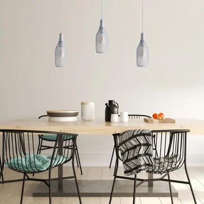 Produktbild von Pendelleuchte Hängelampe Esszimmer Esstischlampe Metall 1,5m Textilkabel Kürzbar Farbe Weiß