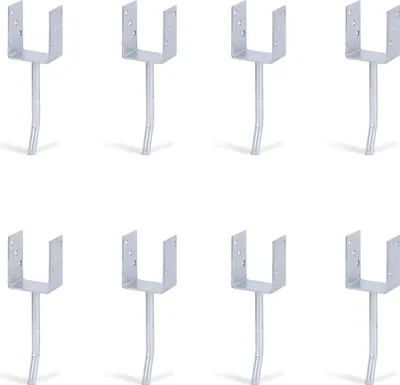 Immagine prodotto di Supporto per montanti a U 8x di Alberts con ancoraggio in acciaio tondo per calcestruzzo, 81x104 mm, ancoraggio in calcestruzzo 200 mm, zincato a caldo, da incassare nel calcestruzzo
