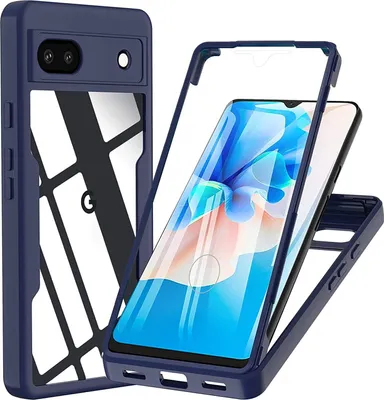 A disassembled phone case with a phone inside, showing how the case fits.