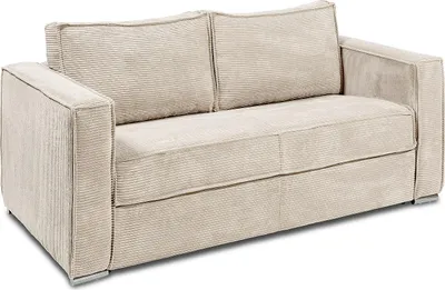 Produktbild von 4-sitziges Express-Schlafsofa in beigem Cord - Schlafbereich mit breiten Latten 160 cm - Matratze 14 cm - LORETO