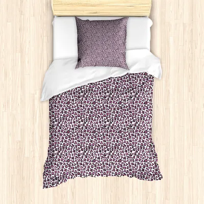 Produktbild von ABAKUHAUS Leopard-Druck Mantele, Girly-Rosa-Schwarz, Milbensicher Allergiker geeignet mit Kissenbezügen, 135 cm x 200 cm - 80 x 80 cm, Rosa-Schwarz-Weiß