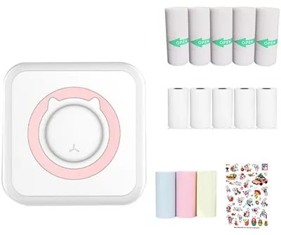 Tragbarer Mini-Fotodrucker, 13 Rollen, iOS/Android, Rosa