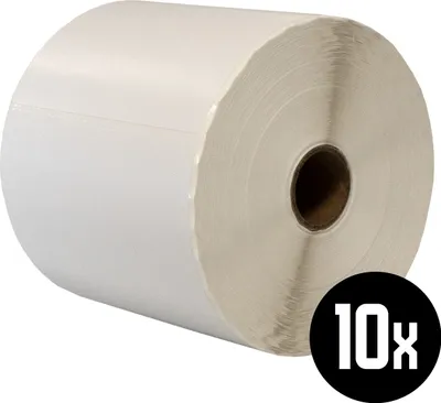 Produktbild von DULA Etiketten - Kompatibel mit Zebra 102x210mm - Weiß - Permanent - 10 Rollen - 375 Etiketten pro Rolle - Kern 25mm