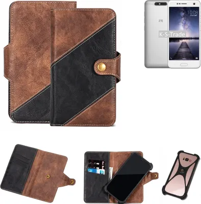 Produktbild von K-S-Trade Handy Hülle Schutz Hülle Schutzhülle Bookstyle Case kompatibel mit ZTE Blade V8 64 GB Handy Cover Hülle Schutztasche 1x