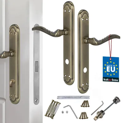 Produktbild von KOTARBAU® Türgriff Türschloss 90 mm WC Türbeschlag ZnAl Langschild Türgriffe Türdrückergarnitur Innentüren lange Rosette Drückergarnitur Türbeschlag Türdrücker Türklinke dekoriert patiniert