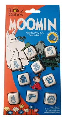 Produktbild von Rory´s Moomins "Geschichten" würfeln mit blauer Würfelbox